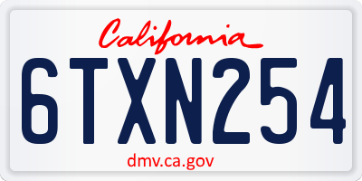 CA license plate 6TXN254