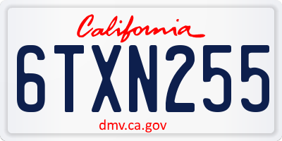 CA license plate 6TXN255
