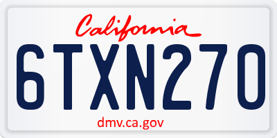 CA license plate 6TXN270