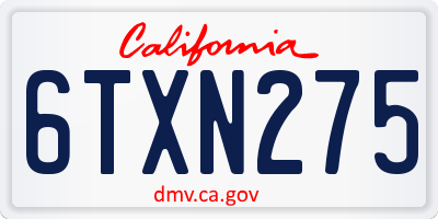 CA license plate 6TXN275