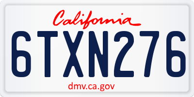 CA license plate 6TXN276