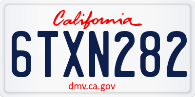 CA license plate 6TXN282