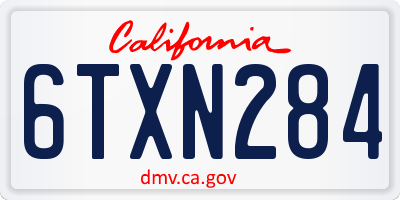 CA license plate 6TXN284