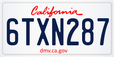 CA license plate 6TXN287
