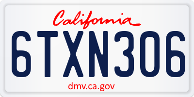 CA license plate 6TXN306