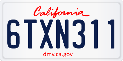 CA license plate 6TXN311