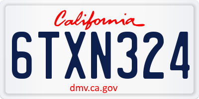 CA license plate 6TXN324