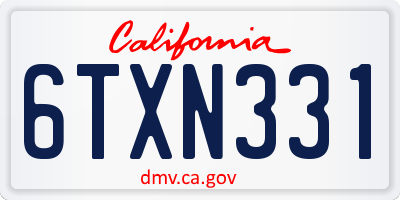 CA license plate 6TXN331