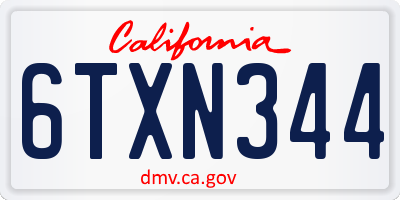 CA license plate 6TXN344