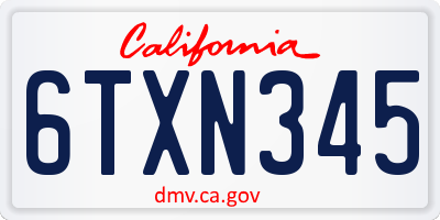 CA license plate 6TXN345