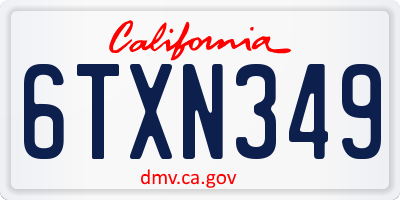 CA license plate 6TXN349