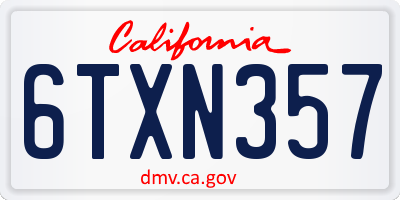 CA license plate 6TXN357