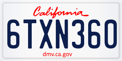 CA license plate 6TXN360