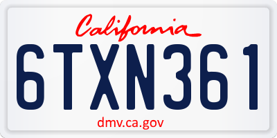 CA license plate 6TXN361