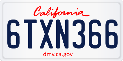 CA license plate 6TXN366