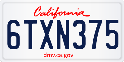 CA license plate 6TXN375