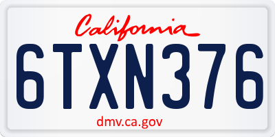 CA license plate 6TXN376