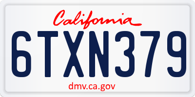 CA license plate 6TXN379