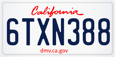CA license plate 6TXN388