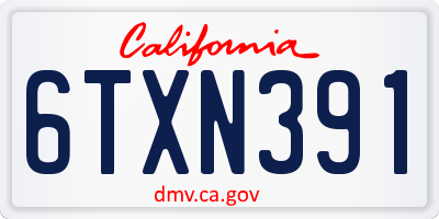 CA license plate 6TXN391