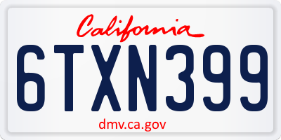 CA license plate 6TXN399