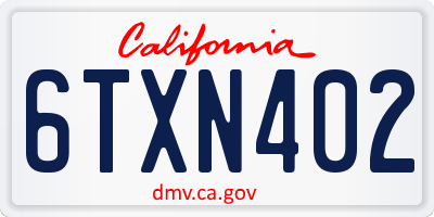 CA license plate 6TXN402