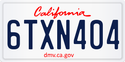 CA license plate 6TXN404