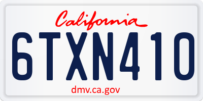 CA license plate 6TXN410