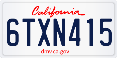 CA license plate 6TXN415
