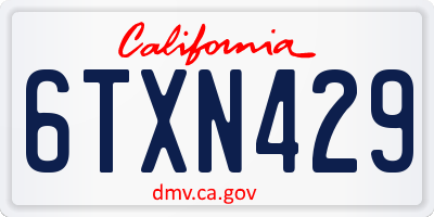 CA license plate 6TXN429