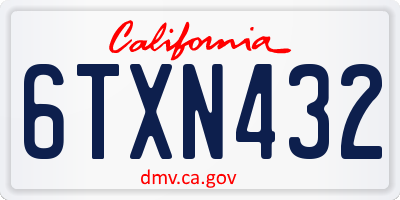 CA license plate 6TXN432