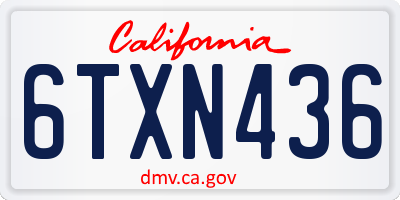CA license plate 6TXN436