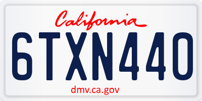 CA license plate 6TXN440