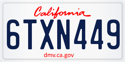 CA license plate 6TXN449