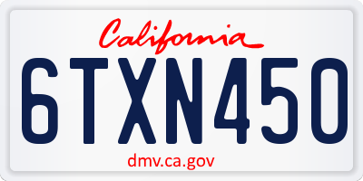 CA license plate 6TXN450