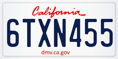CA license plate 6TXN455