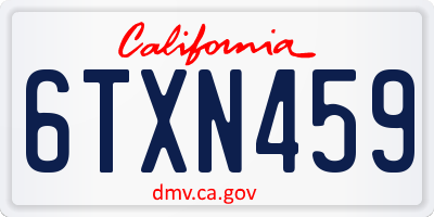 CA license plate 6TXN459