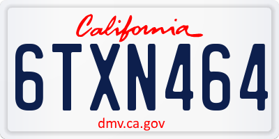 CA license plate 6TXN464
