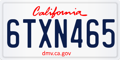 CA license plate 6TXN465