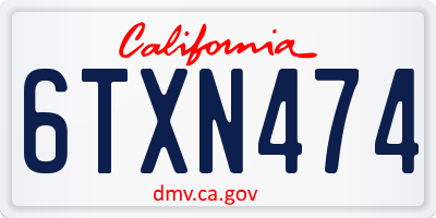 CA license plate 6TXN474