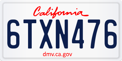 CA license plate 6TXN476