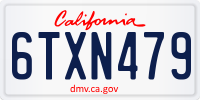 CA license plate 6TXN479