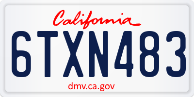 CA license plate 6TXN483