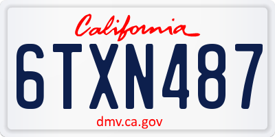 CA license plate 6TXN487