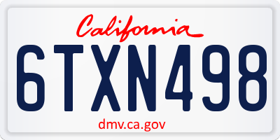 CA license plate 6TXN498
