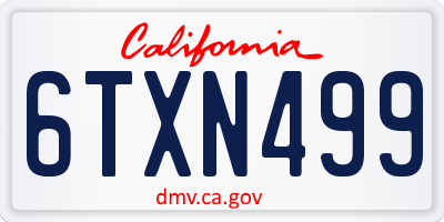 CA license plate 6TXN499