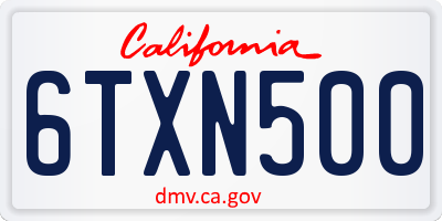 CA license plate 6TXN500