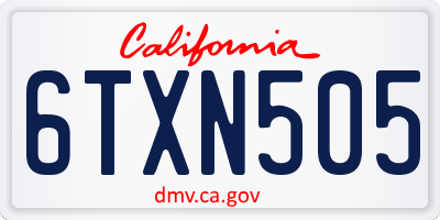 CA license plate 6TXN505