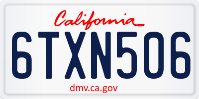 CA license plate 6TXN506