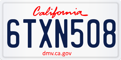 CA license plate 6TXN508